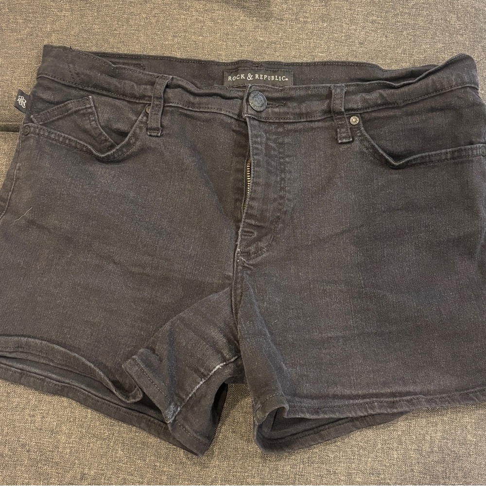 Rock & Republic Women's Dark Gray Jean Shorts